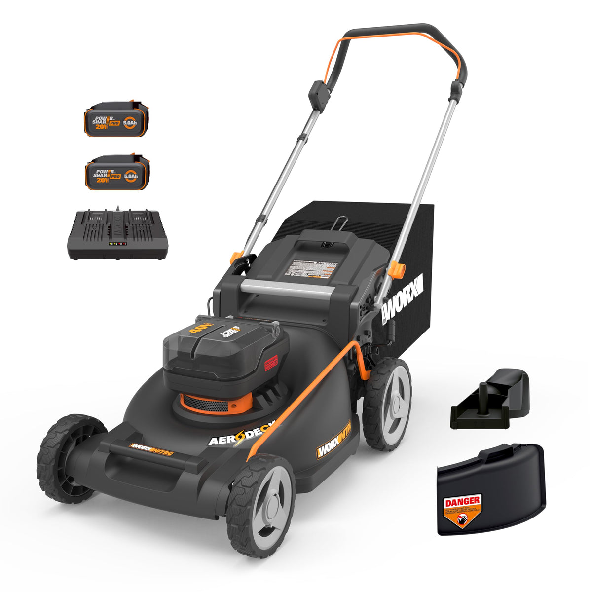 Worx Cordless Lawn Mower, 40V 17" 2-in-1 Grass Mower for 1/4 Acre, WG745