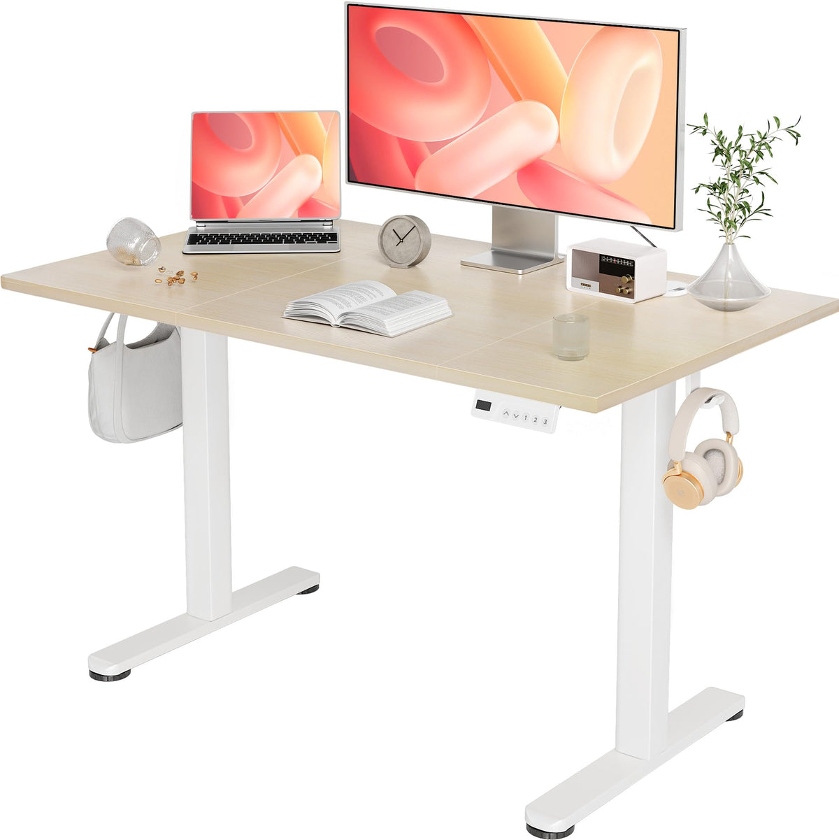 YDN 32 x 19 Inch White Electric Standing Desk