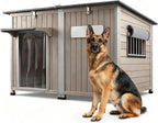 Ketive 55" Extra XL Wooden Outdoor Dog House with Iron Frame for Large Dogs