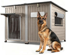 Ketive 55" Extra XL Wooden Outdoor Dog House with Iron Frame for Large Dogs