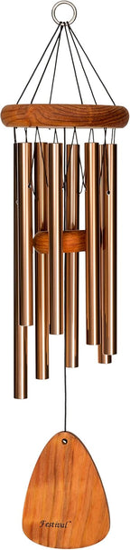 Festival 24-inch Redwood Wind Chime 8 Tubes w/Customization in Silver by Wind River for Patio, Backyard, Garden, and Outdoor décor. Made in the USA