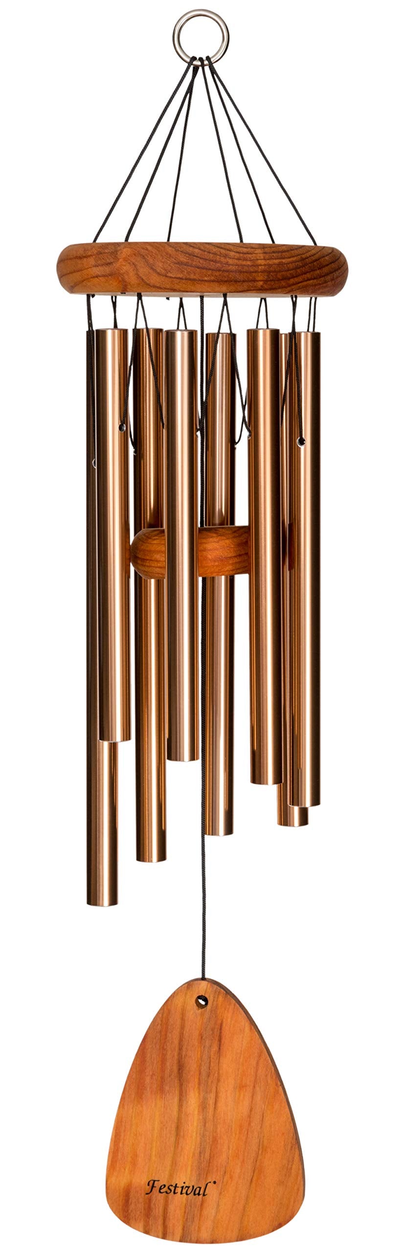 Festival 24-inch Redwood Wind Chime 8 Tubes w/Customization in Silver by Wind River for Patio, Backyard, Garden, and Outdoor décor. Made in the USA