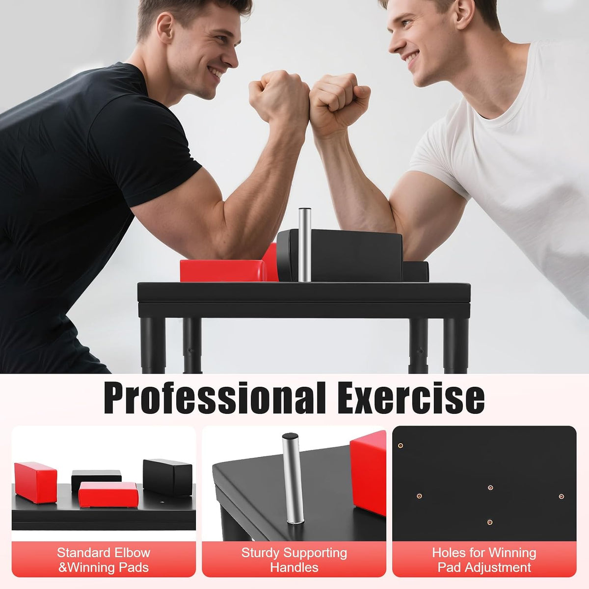 Professional Arm Wrestling Table, 2200LBS Standard Adjustable Design Standard Arm Wrestling Battle Table Standards Wrist Stands with Wrist Strap Strength Training Equipment for Gyms Sports Arenas Homes Club Office