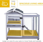 GEGURI Wooden Rabbit Hutch, Indoor Outdoor Chicken Coop Bunny Cage with Waterproof Roof