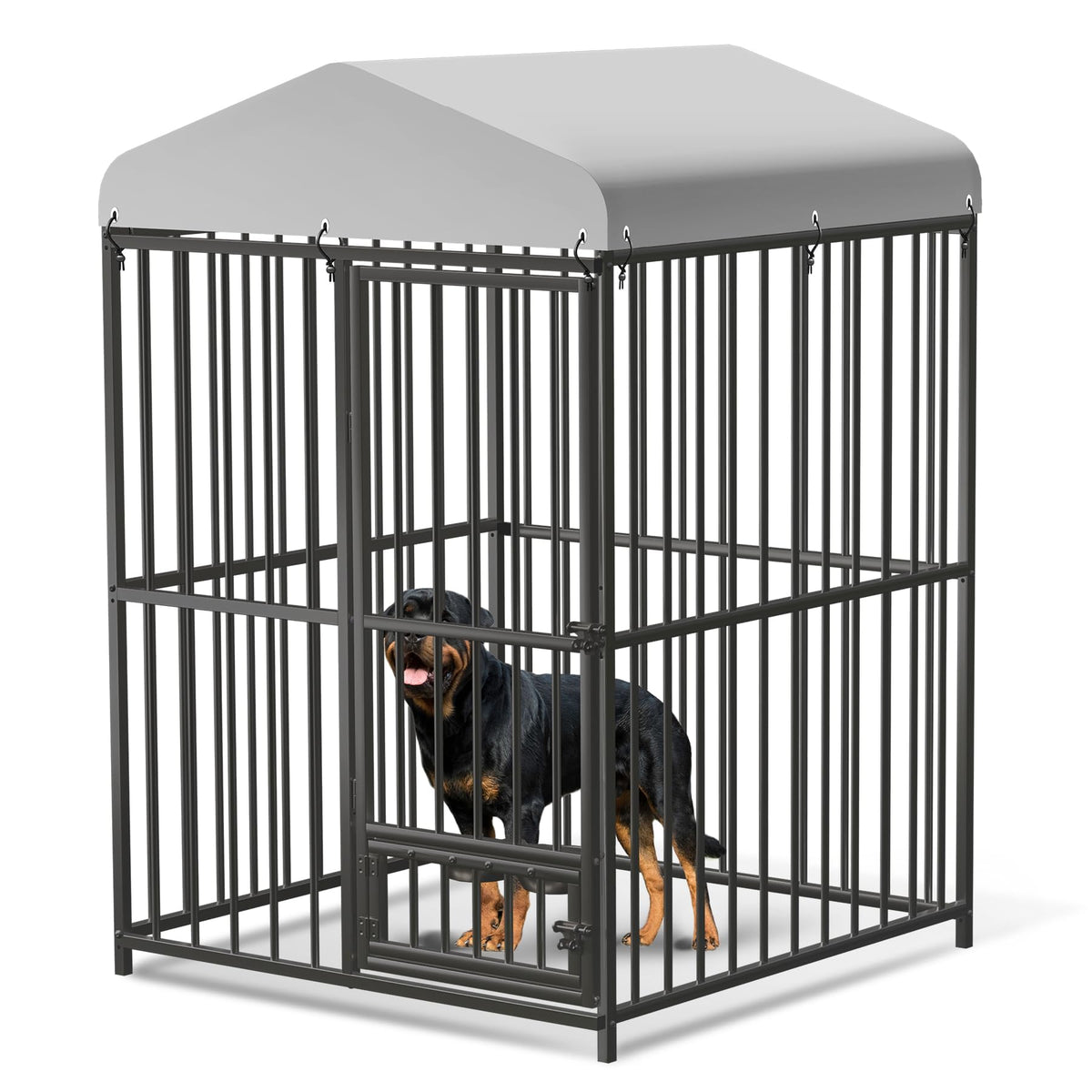 Large Outdoor Dog Kennel, 8x4x6FT Heavy Duty Dog Cage with Roof, Dog Kennel Galvanized Iron Dog House with Safety Locks,UV & Water Resistant Proof Cover, for Garden Backyard
