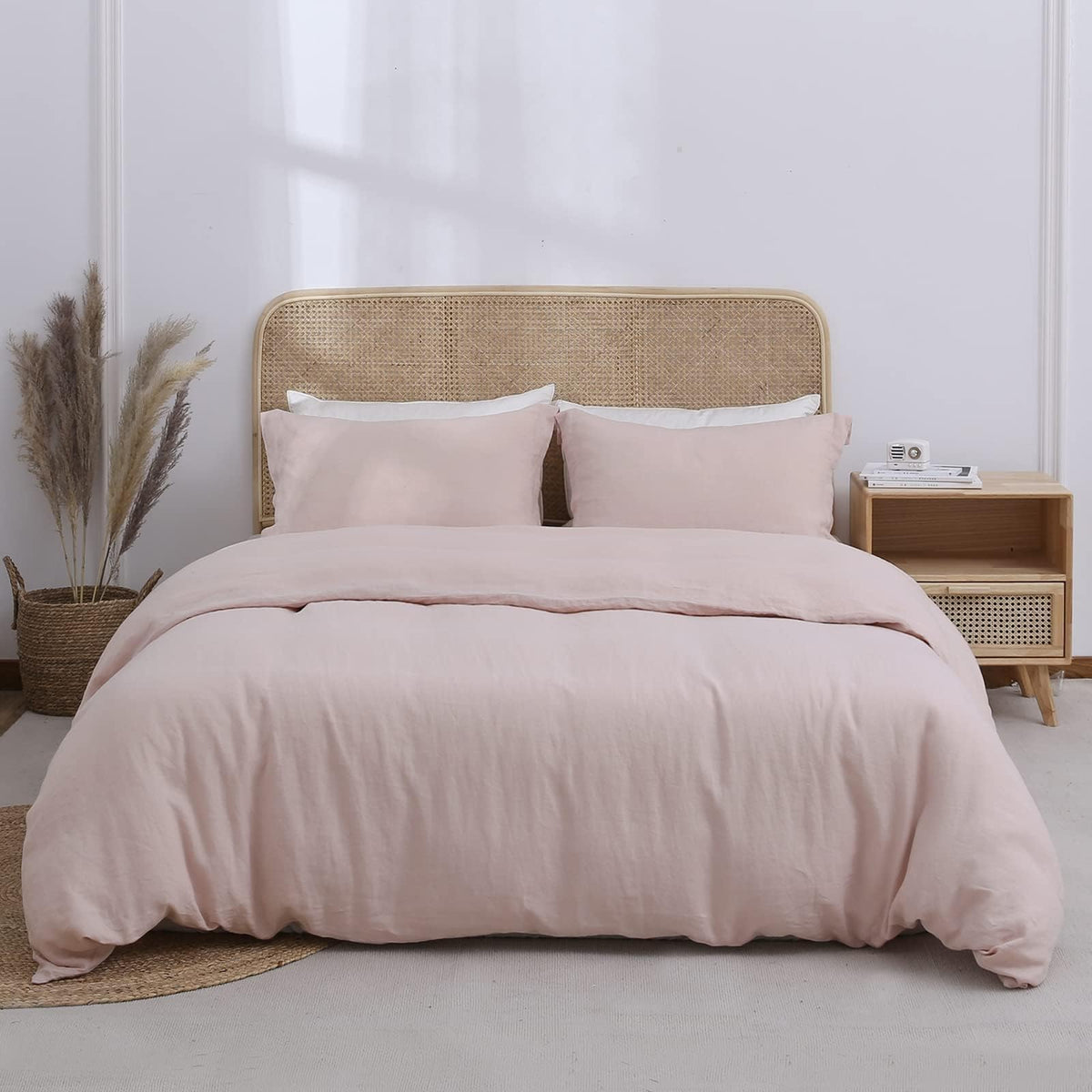 Simple&Opulence 100% Linen Duvet Cover Set, 3 PCS Natural French Flax Linen Duvet Cover King Size, Breathable Soft Comfy Linen Bedding Comforter Cover with 2 Pillowcases(Linen, 104"x92")