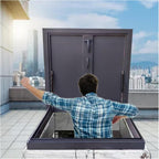 LXLZYXSF Heavy Duty Rooftop Vent Security Door, Galvanized Powder Coated Iron Roof Hatch Cover, Upward Lifting Attic Access Lid, Manhole/Cellars Cap Plate(60x60CM(23.6"x23.6"))