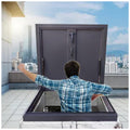 LXLZYXSF Heavy Duty Rooftop Vent Security Door, Galvanized Powder Coated Iron Roof Hatch Cover, Upward Lifting Attic Access Lid, Manhole/Cellars Cap Plate(60x60CM(23.6"x23.6"))