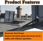 Black Galvanized Roof Hatch, 20x24in(51x61cm) Roof Access Hatch Roof, Attic Skylight Cover Steel Roof Hatch Vent Access Door, with Handle & Gas Shock Strut, for Warehouse Attic Cellar