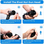 Pneumatic Rivet Nut Gun Tool, 1/4, 5/16 inch Heavy Duty Adjustable Speed Air Rivet Gun with Mandrels Riveting Gun Kit Riveter Set Pull Rivnut Gun (803 Model)