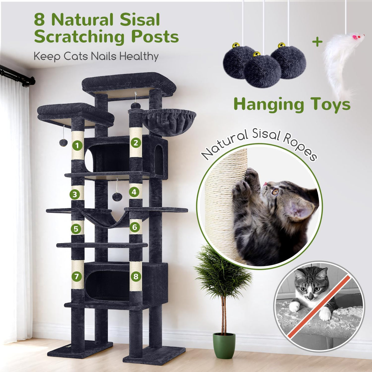 Globlazer Giant Tall Heavy Duty Cat Tower for Indoor Large Cats, F83B
