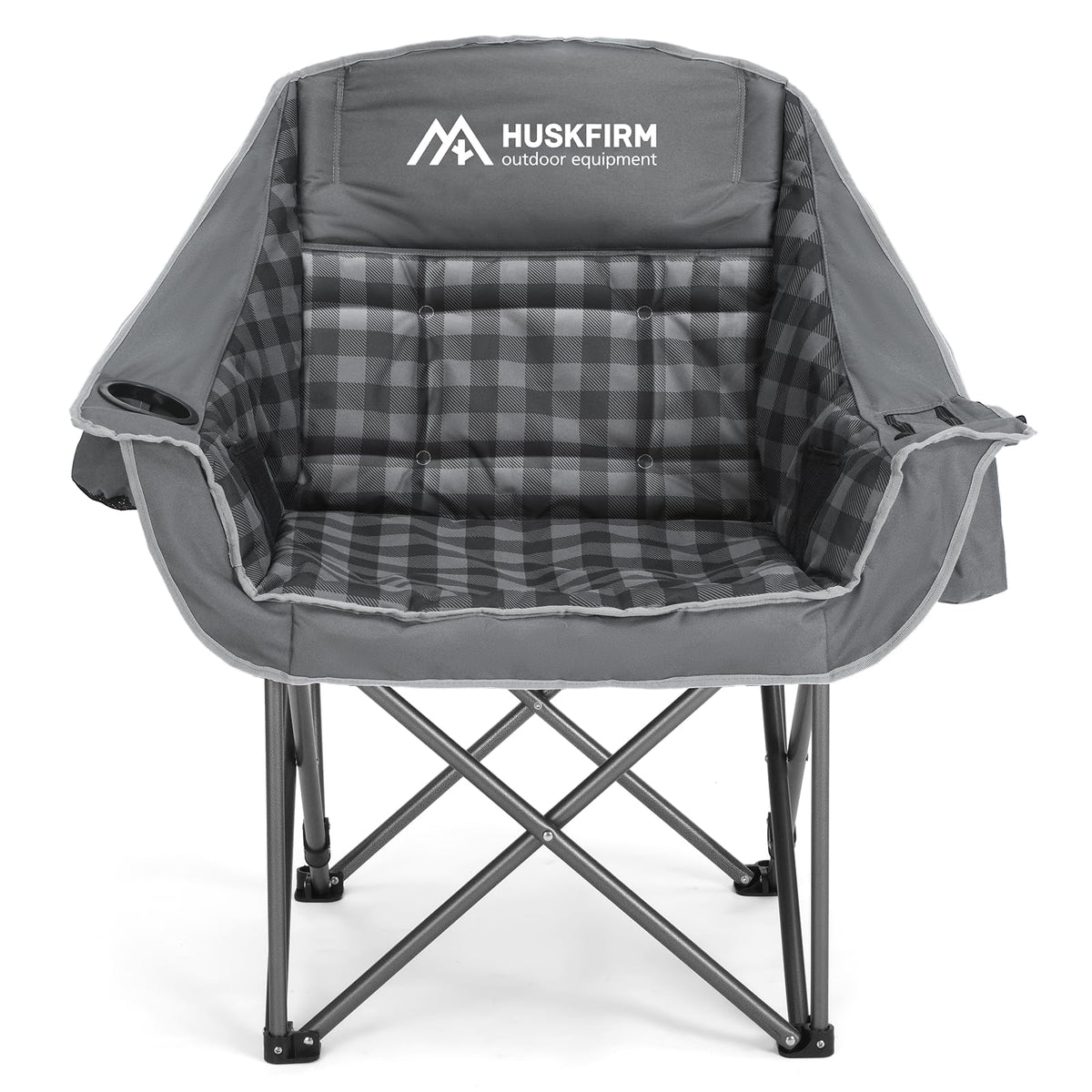 Oversized 2 Pack Camping Chairs, Padded Camping Chair Support 450LBS, Grey