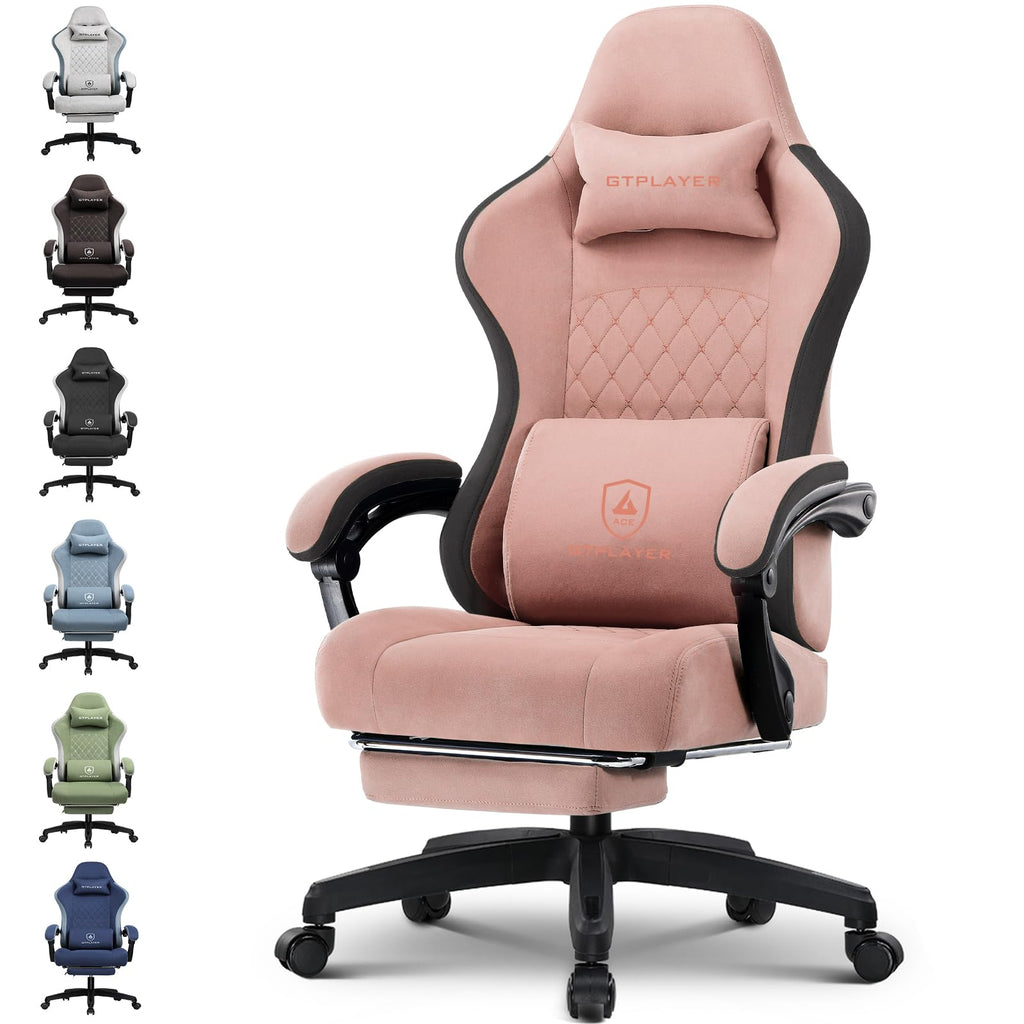 GTPLAYER Gaming Chair, Computer Office Chair with Pocket Spring Cushion, Linkage Armrests and Footrest, High Back Ergonomic Computer Chair with Lumbar Support Task Chair with Footrest(Black)