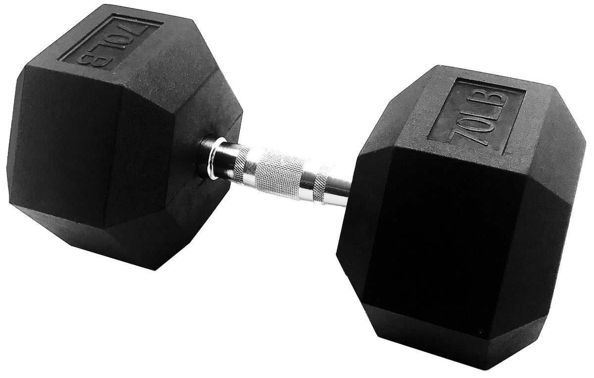 Signature Fitness Rubber Coated Hex Dumbbells Hand Weights for Exercises and Fitness Home Gym, 5-50 lbs, Pairs