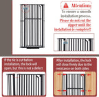 Glaf Extra Tall Pet Gate 63" Pressure Mounted Cat Door Safety Metal Cat Gate Adjustable Width Dog Door Auto-Close Dog Gates for Doorways, Stairs, Kitchen, Hallway (Black, 33.86-37.4")