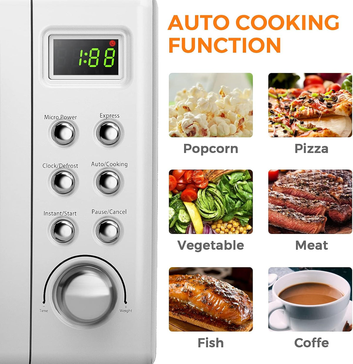 MAT EXPERT 0.7 Cu.ft Compact Microwave Oven, Digital Timing & Child Lock, Small Microwave w/Glass Turntable & 6 Preset Buttons, Delayed Start Function, 700W Mini Microwave w/5 Micro Power (White)