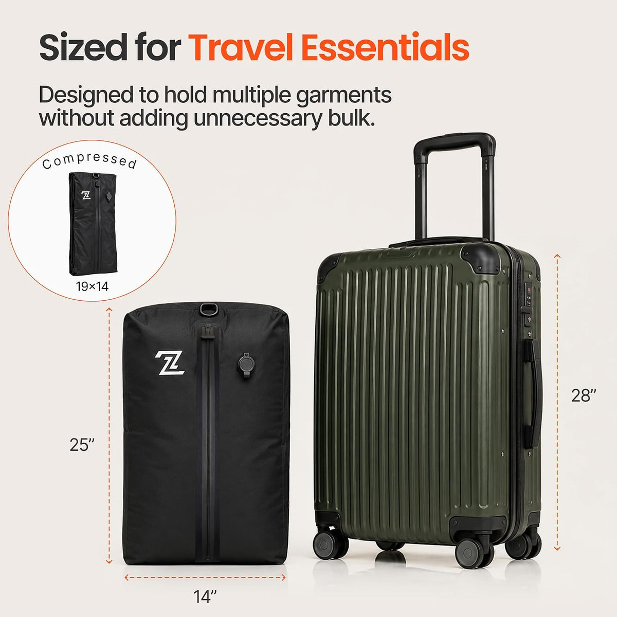 Travel Vacuum Compression Bag Set with Cordless Electric Pump - 2 Heavy Duty Ripstop Nylon Space Saver Bags - USB Rechargeable Mini Vacuum Sealer for Carry-on Luggage & Packing