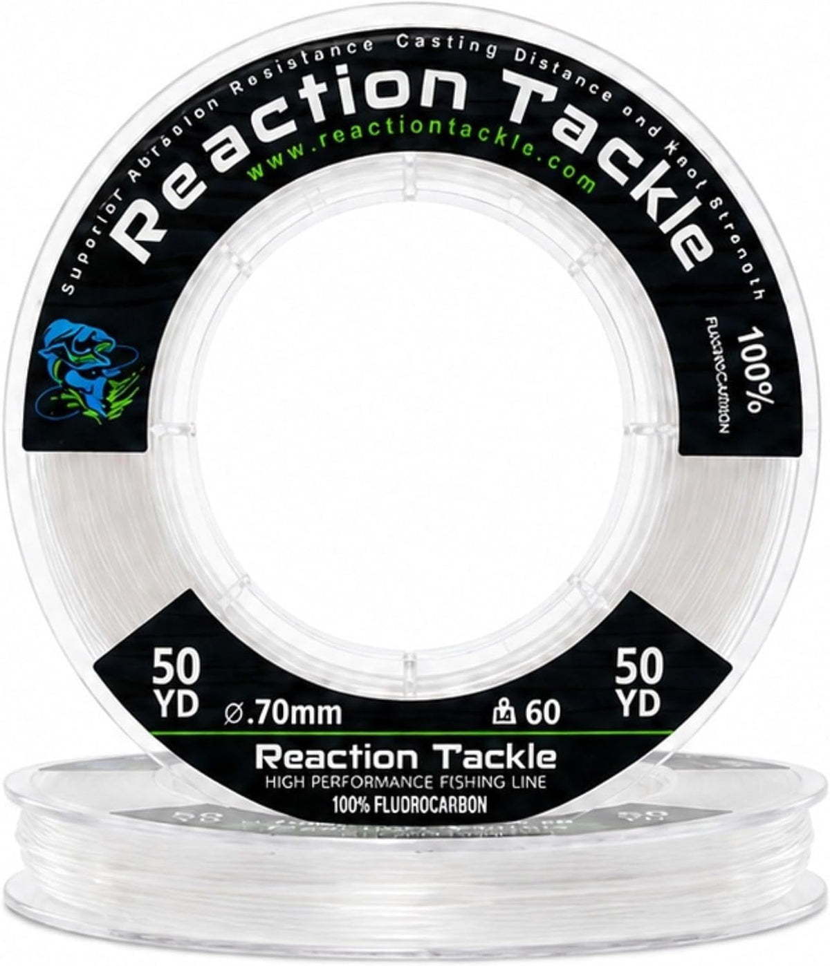 Reaction Tackle 100% Fluorocarbon Fishing Line, Pro Grade Leader or Main