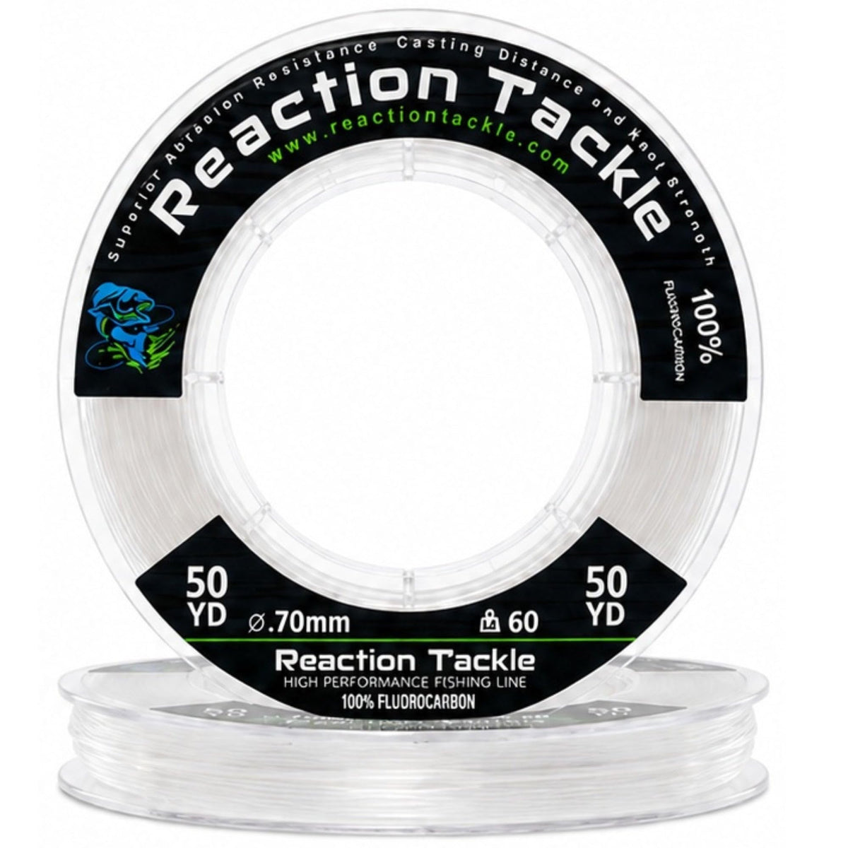 Reaction Tackle 100% Fluorocarbon Fishing Line, Pro Grade Leader or Main
