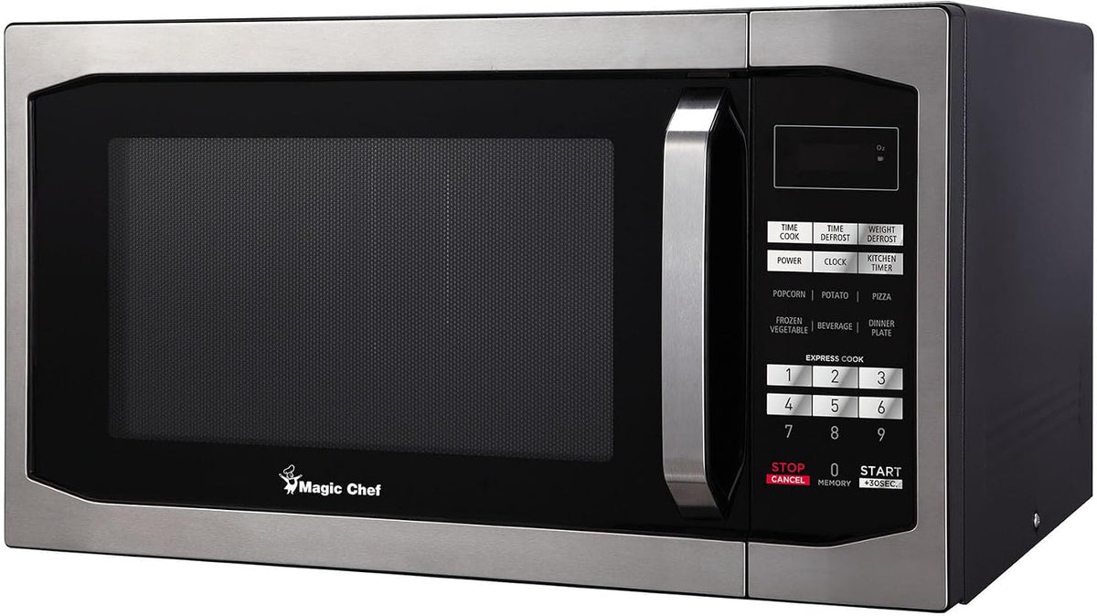 Magic Chef Countertop Microwave Oven, 1.6 Cu Ft, 1100W, Stainless Steel