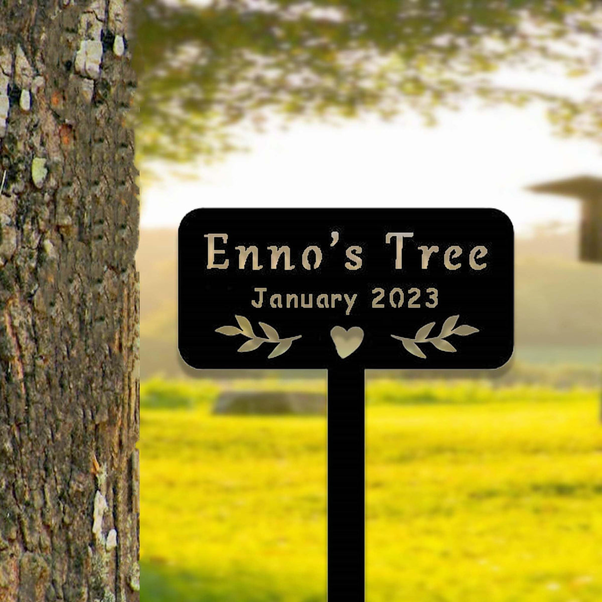 Custom Metal Memorial Tree Sign with Stake Tree Yard Garden Stake Personalized Tree Memorial Plaque Marker Tree Name Plate Garden Sign Outdoor Garden Yard Decor Art