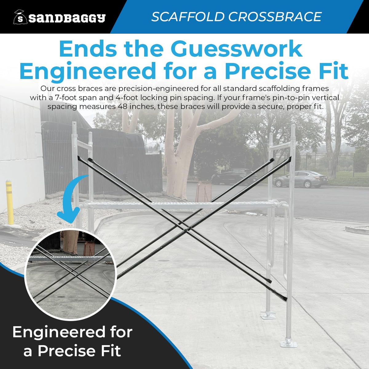 Scaffolding Cross Braces for 7' x 4' Frames | Steel Cross Brace - Sandbaggy (4)