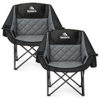 2 Pack Oversized Camping Chairs for Adults, Support 450 lb Each, Black