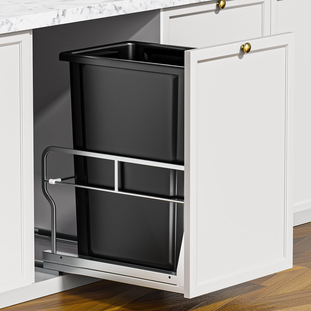 Insputer Dual 40QT Pull Out Trash Can Under Cabinet with Soft-Close Slides