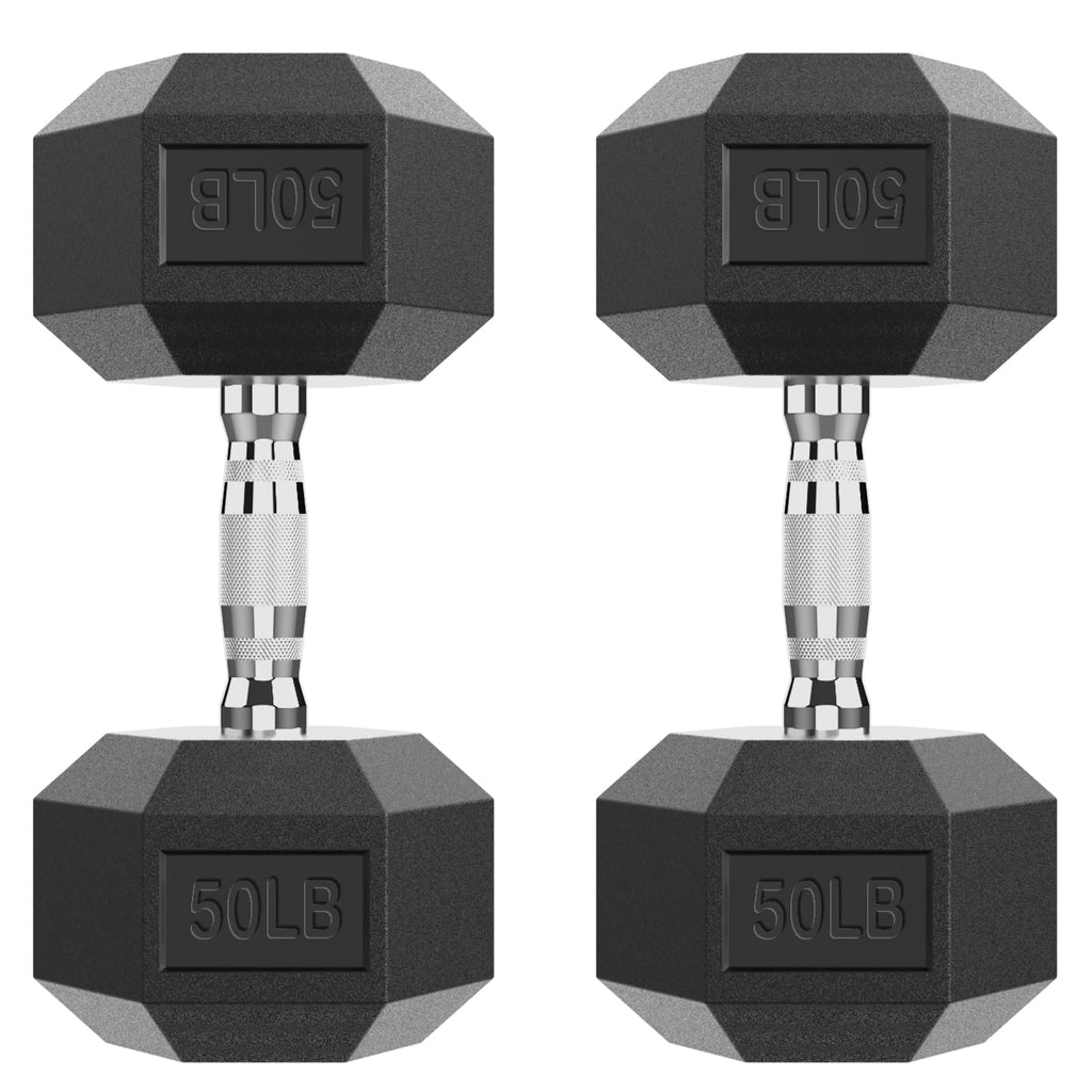 HANDBODE Hex Dumbbell Set of 2, Rubber Encased Fixed Dumbbells, 2.5-65 lb