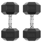 HANDBODE Hex Dumbbell Set of 2, Rubber Encased Fixed Dumbbells, 2.5-65 lb