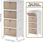 YFXCVSL 4 Tier Plastic Storage Bins with Lid 32QT, Stackable Storage Bins