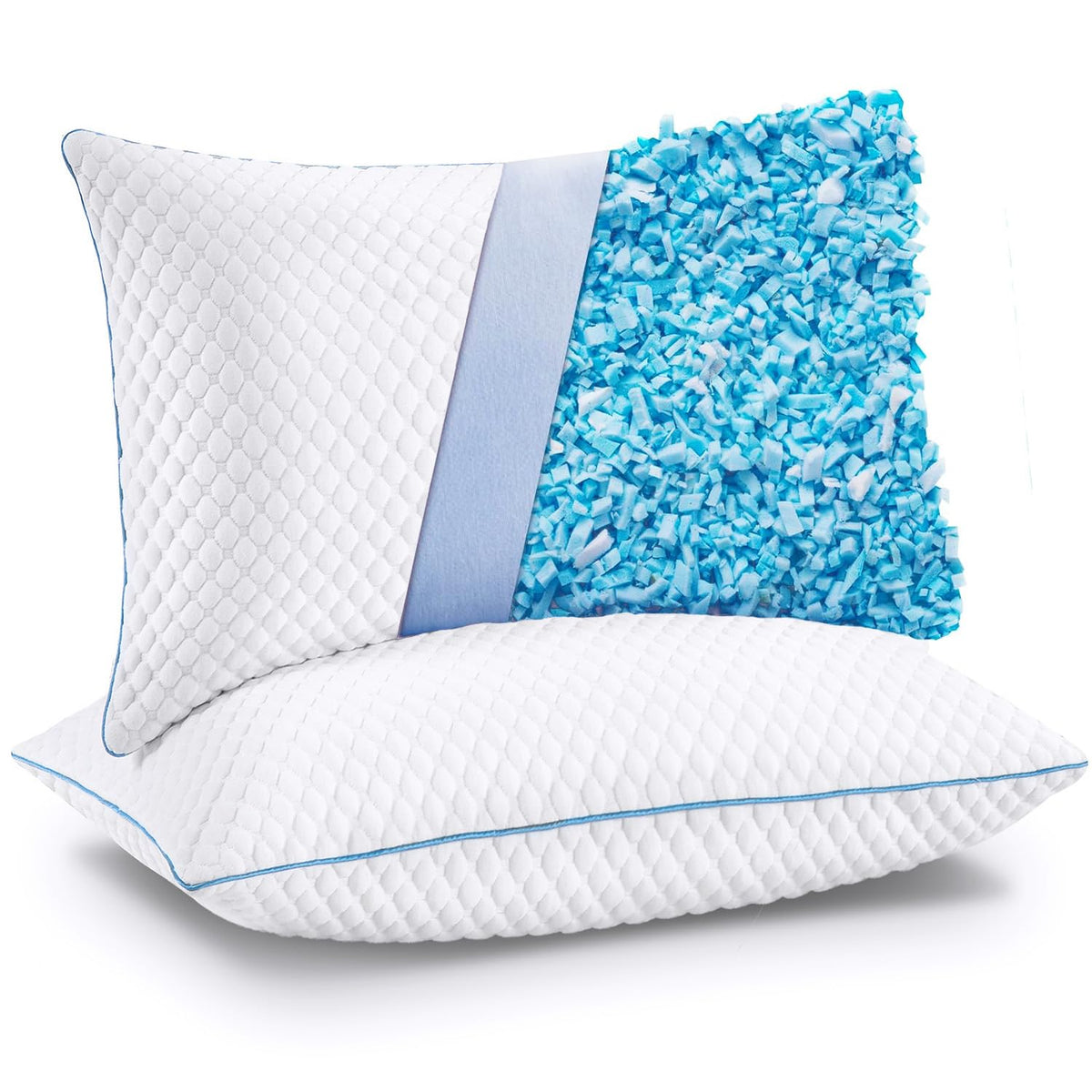 Cooling Shredded Memory Foam Bed Pillows, Queen Size, Set of 4, 20 x 30 in