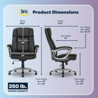 Serta Ergonomic Big and Tall Executive Office Chair Lumbar Support, Leather