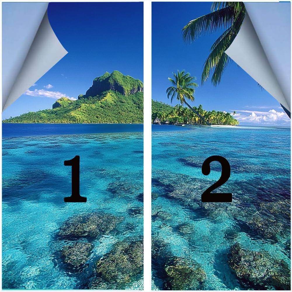 Mystic Ocean Stained Glass Window Film 31.5Wx47.2L inch x 2pcs