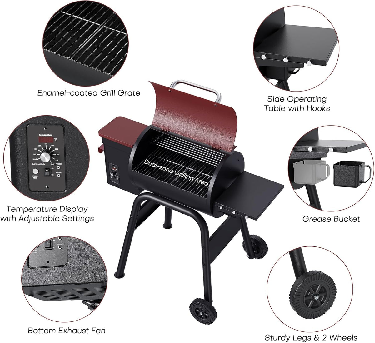 Jocoevol Pellet Smoker Grill Wood Pellet Grill Electric BBQ Grill Smoker