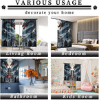 Traditional Ukiyoe Wildlife Dragon Curtains-Dreamy Ancient Japan Architecture Rod Pocket Back Tab Window Drapes,Japanese Samurai Thermal Insulated Blackout Curtain,2pcs,Each 52“W x 96”L
