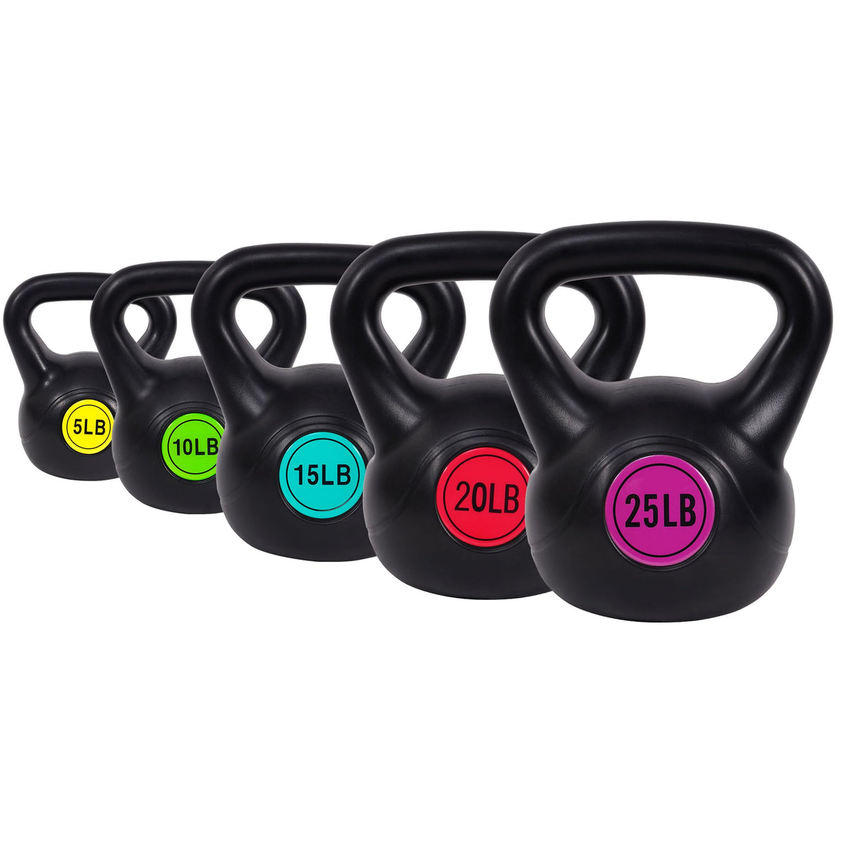 BalanceFrom Vinyl Kettlebell Set, 30/45/50/75 Pound Options – Cement-Filled Strength Training Weights with Ergonomic Grip and Color Coding for Full Body Fitness at Home or Gym