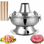 Chinese Charcoal Hot Pot, Food-grade Stainless Steel Hot Pot，Gold-13.4in