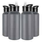 32 oz Insulated Water Bottle Bulk 8 Pack, Stainless Steel Sports Water Bottles with Straw Lid & Wide Mouth Lids, Double Walled Vacuum, Leak Proof, White