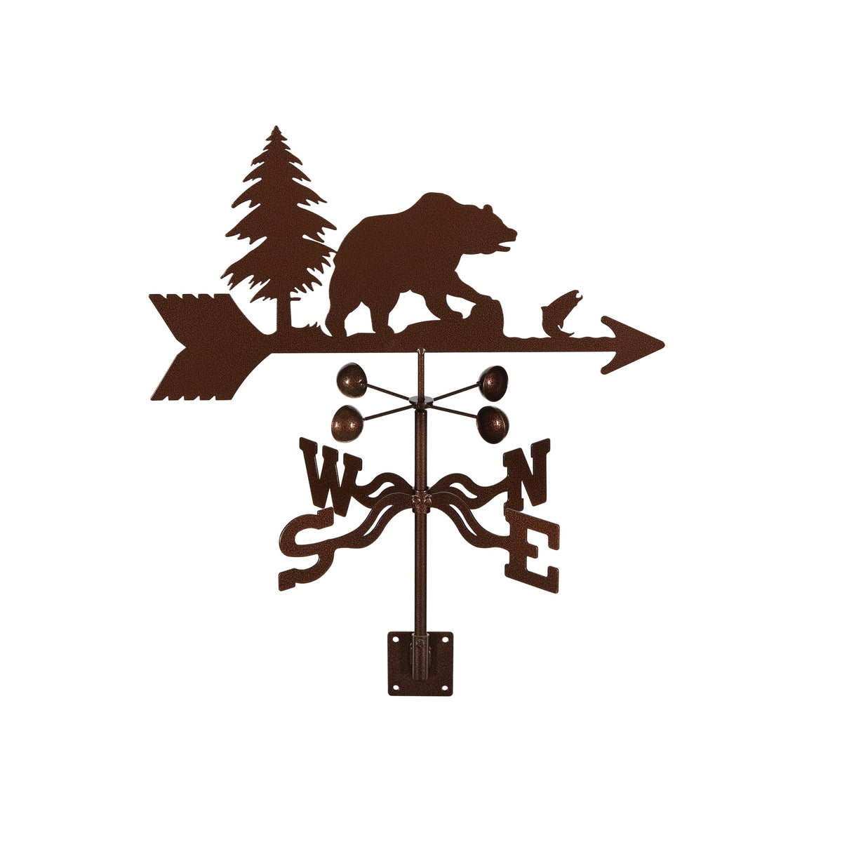 EZ Vane Steel Bear Weathervane with Wind Cups — 4-Sided Mount