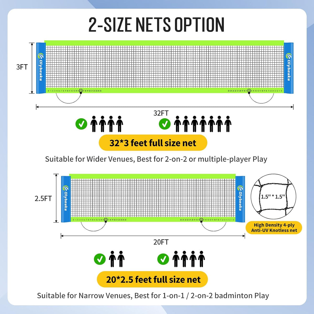 Portable Outdoor Volleyball Badminton Combo Net Set with 2 Nets