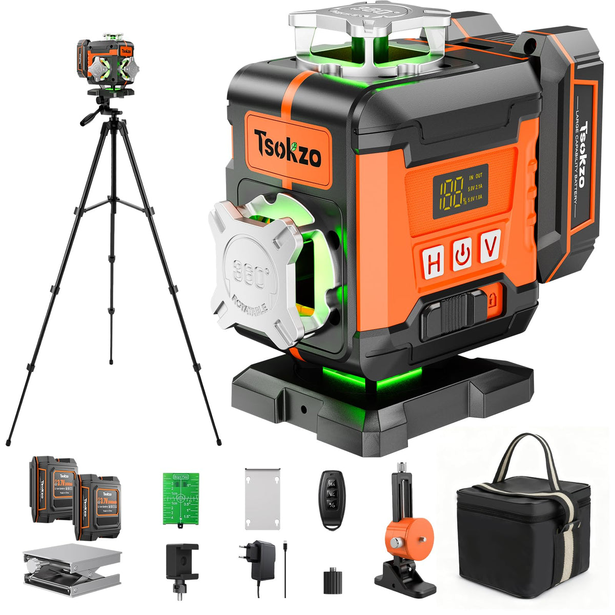 16 Lines Laser Level with Tripod, 4 X 360° Self Leveling for Construction