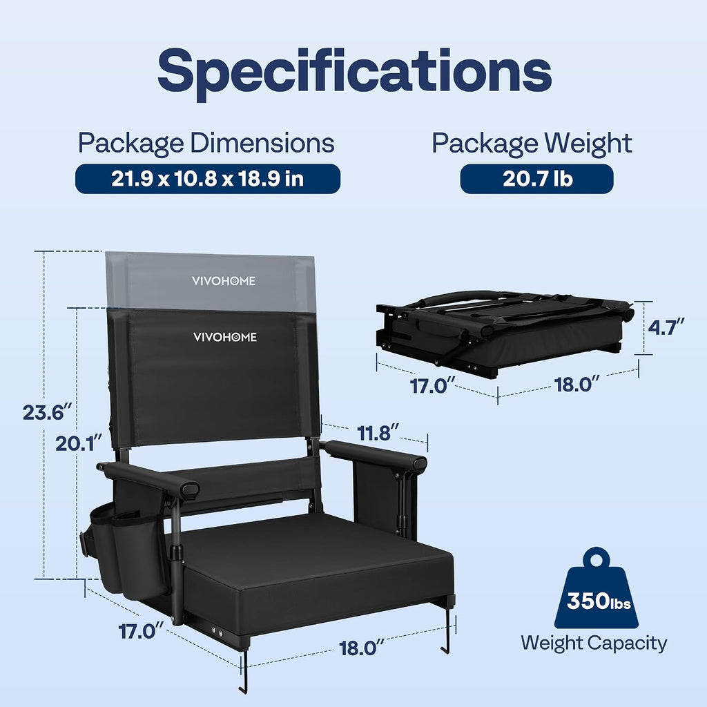 VIVOHOME Adjustable High Back Stadium Seats with Back Support and Cushion