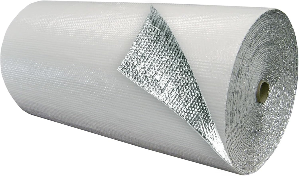 EcoFoil Double Bubble Insulation Roll 48" x 75' (300 sq. ft.), 6.35mm Thick, White/Foil, Made-in-USA Double Bubble Reflective Foil Insulation Roll for Cold & Warm Climates, Radiant Barrier
