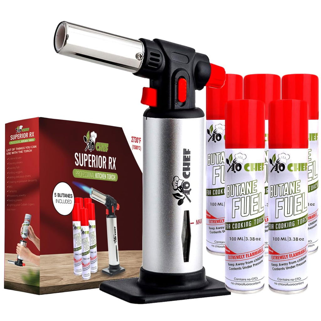 Jo Chef Kitchen Torch, Refillable Butane Torch for Creme Brulee, Cooking