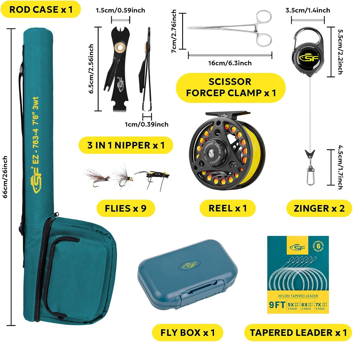 SF Fly Fishing Rod and Reel Combo Starter Kit for Beginners