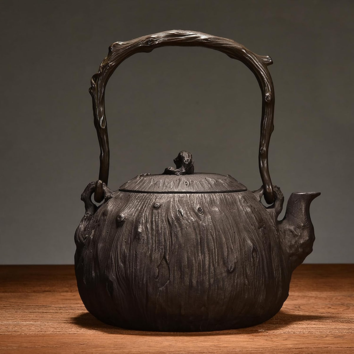 Cast Iron Teapot, Stovetop Safe Tea Kettle With handle, Asian Style Handmade Tea Pot For Home Camping Outdoor Use(1.2L, BlackA)
