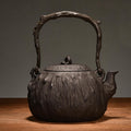 Cast Iron Teapot, Stovetop Safe Tea Kettle With handle, Asian Style Handmade Tea Pot For Home Camping Outdoor Use(1.2L, BlackB)