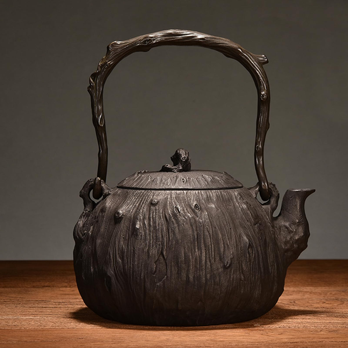 Cast Iron Teapot, Stovetop Safe Tea Kettle With handle, Asian Style Handmade Tea Pot For Home Camping Outdoor Use(1.2L, BlackC)