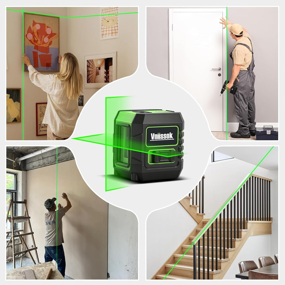 Laser Level 360 Self Leveling, Cross Line Laser with Self-Leveling, Vertical and Horizontal Line,for Construction and Picture Hanging, Horizontal Line leveler Tool (2 line green)